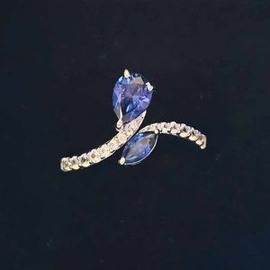 NWT's Sterling Silver Blue & White Sapphire Ring Size 8